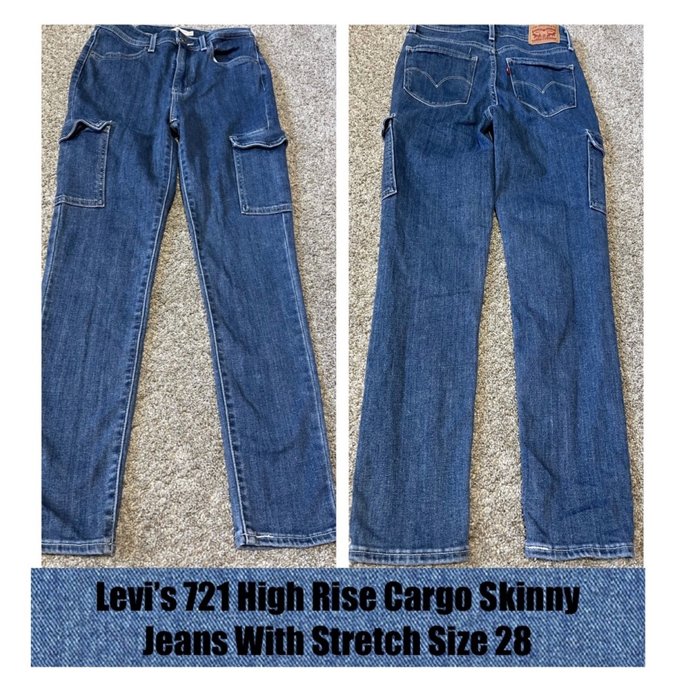 Levi’s 721 High Rise Cargo Skinny Jeans With Stretch Size 28